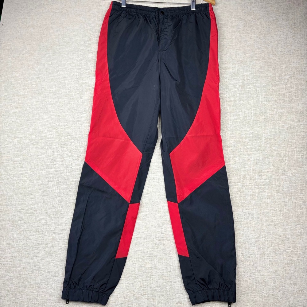 Vintage Nike Air Jordan Flight Track Pants Black Red Wings Logo Nylon Mens M